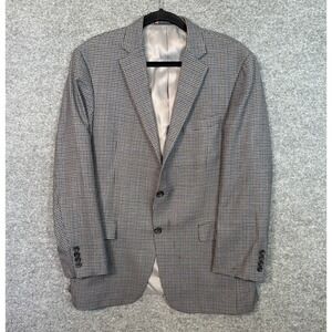 Hart Schaffner Marx Sport Coat 42R Gray Blue Plaid Check Blazer Jacket Classic